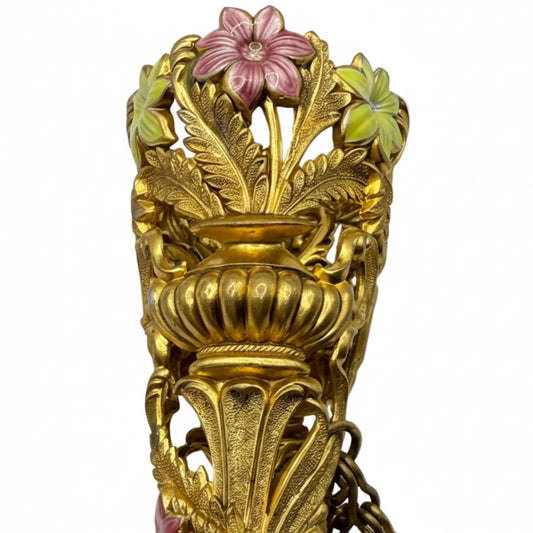 Antique English Gilt Tussie Mussie Enamel Flowers