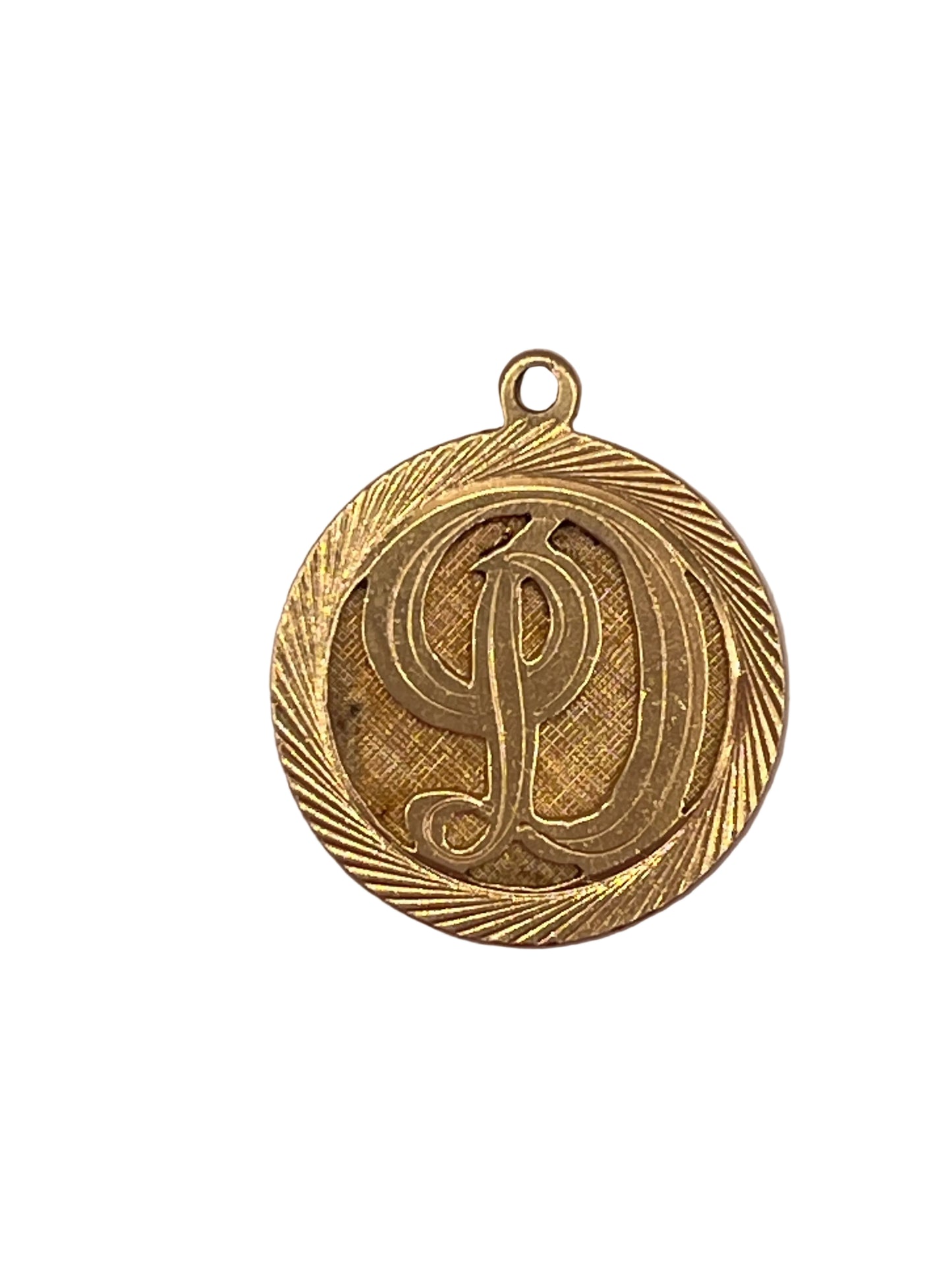 14 Kt. Charm Disc Raised D 3/4”