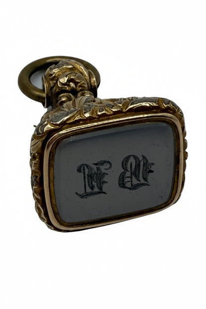 9 Kt Large Antique Watch fob Dog