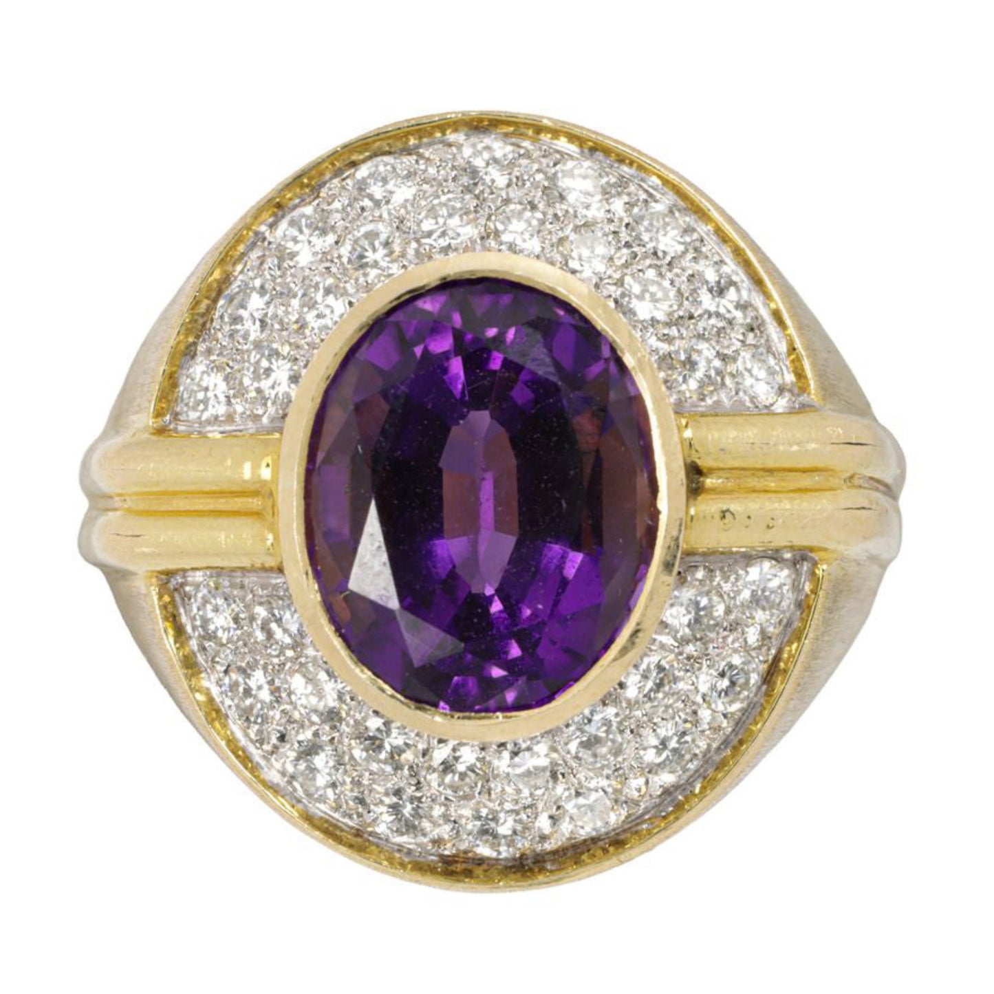 Amethyst, Diamond, And 18K Gold Ring