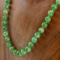 Antique Chinese Apple Green Jade 14k Gold Necklace