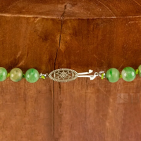 Antique Chinese Apple Green Jade 14k Gold Necklace