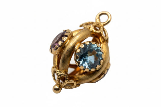 18kt. Etruscan Style Charm multi stones