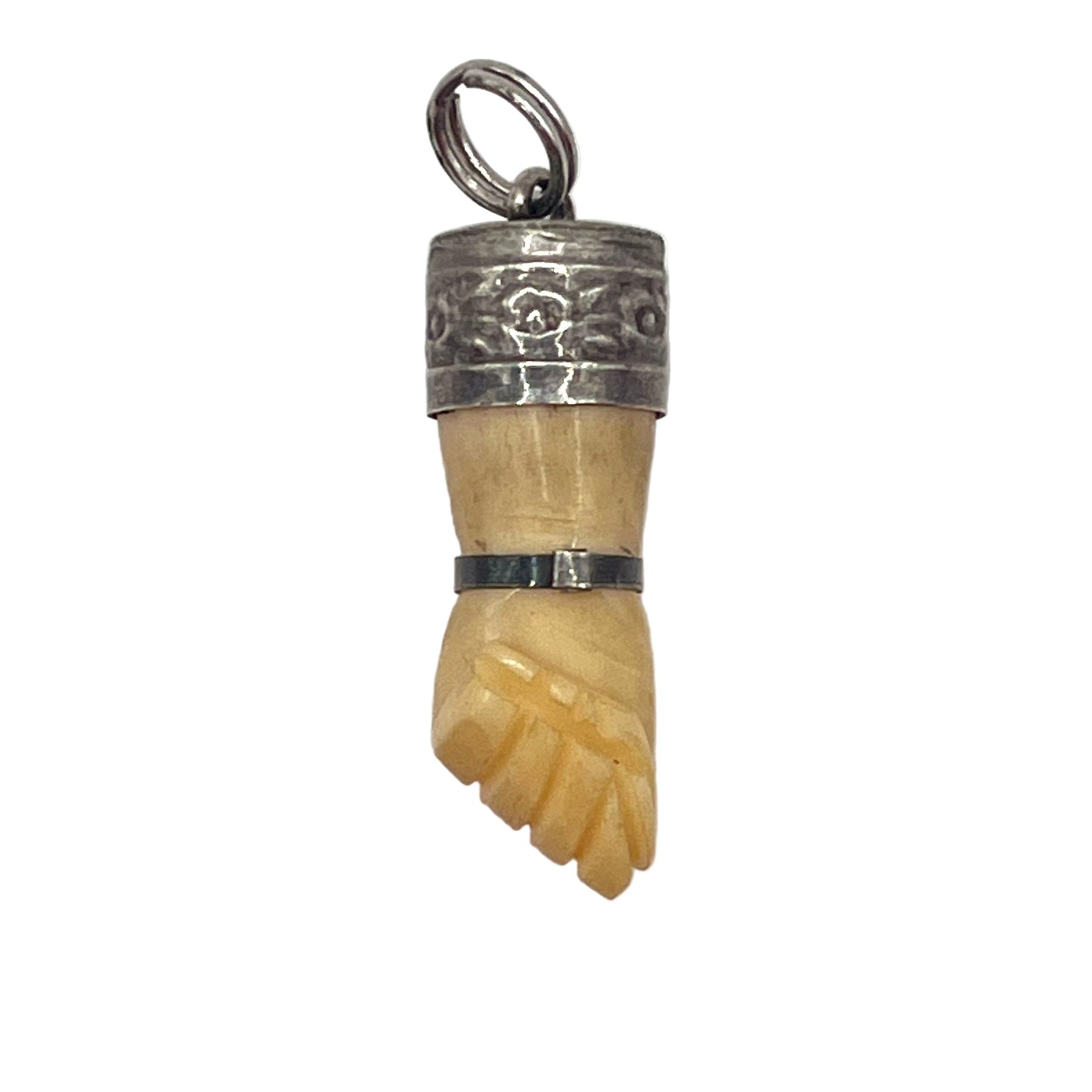 Silver Bone Figa Charm 1 1/8”