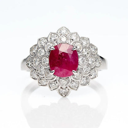 Oscar Friedman Platinum Ruby & Diamond Ring