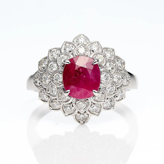 Oscar Friedman Platinum Ruby & Diamond Ring