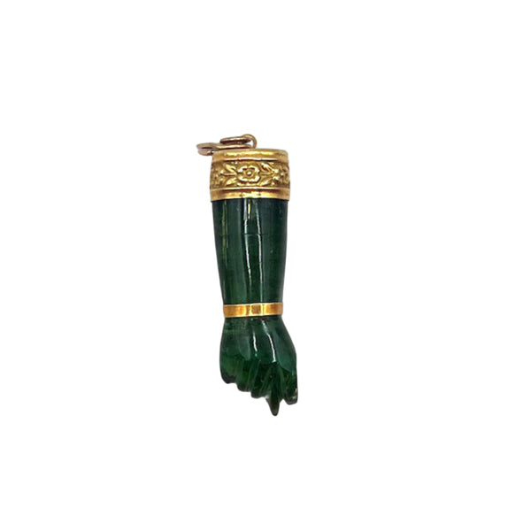 18kt Gold  Green Tourmaline Figa Charm