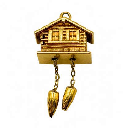 18 Kt Gold Charm Cuckoo Clock movable parts