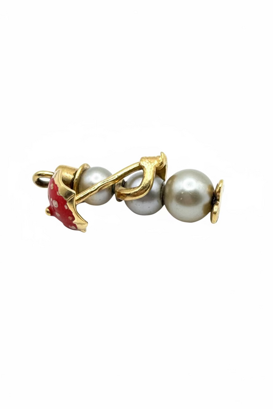 14 Kt Charm Snowman Pearls Enamel