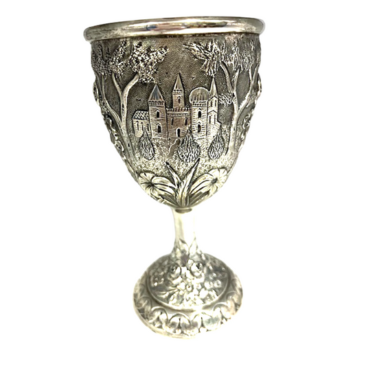 Loring Andrews Repousse Sterling Goblet