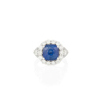 PLATINUM, SAPPHIRE, AND DIAMOND RING