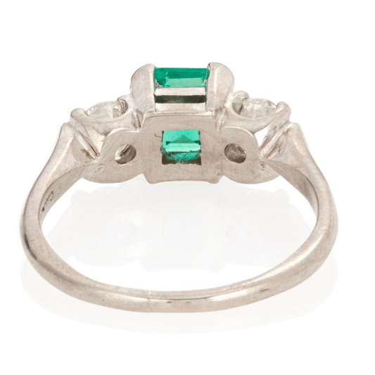 Platinum Emerald And Diamond Ring