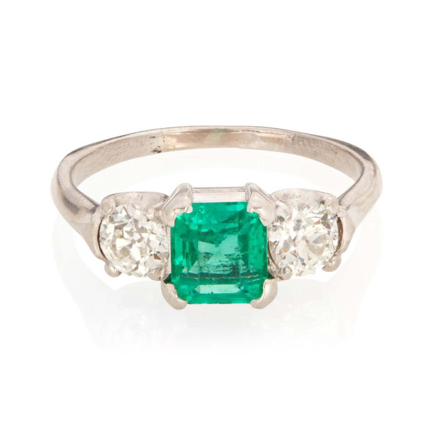 Platinum Emerald And Diamond Ring