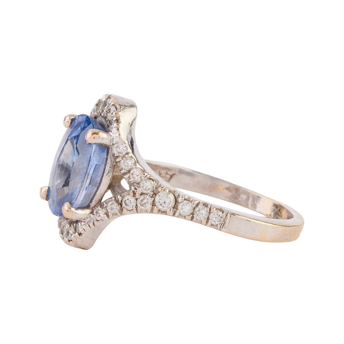 Sapphire, Diamond, 18k White Gold Ring