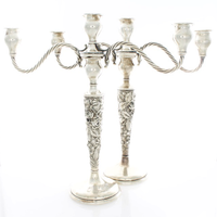 Rose By Stieff Pair Of Sterling Silver Three Light Candelabra