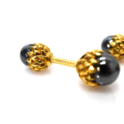 18k Yellow Gold Tiffany Co.Schlumberger Acorn Cufflinks Bar Set
