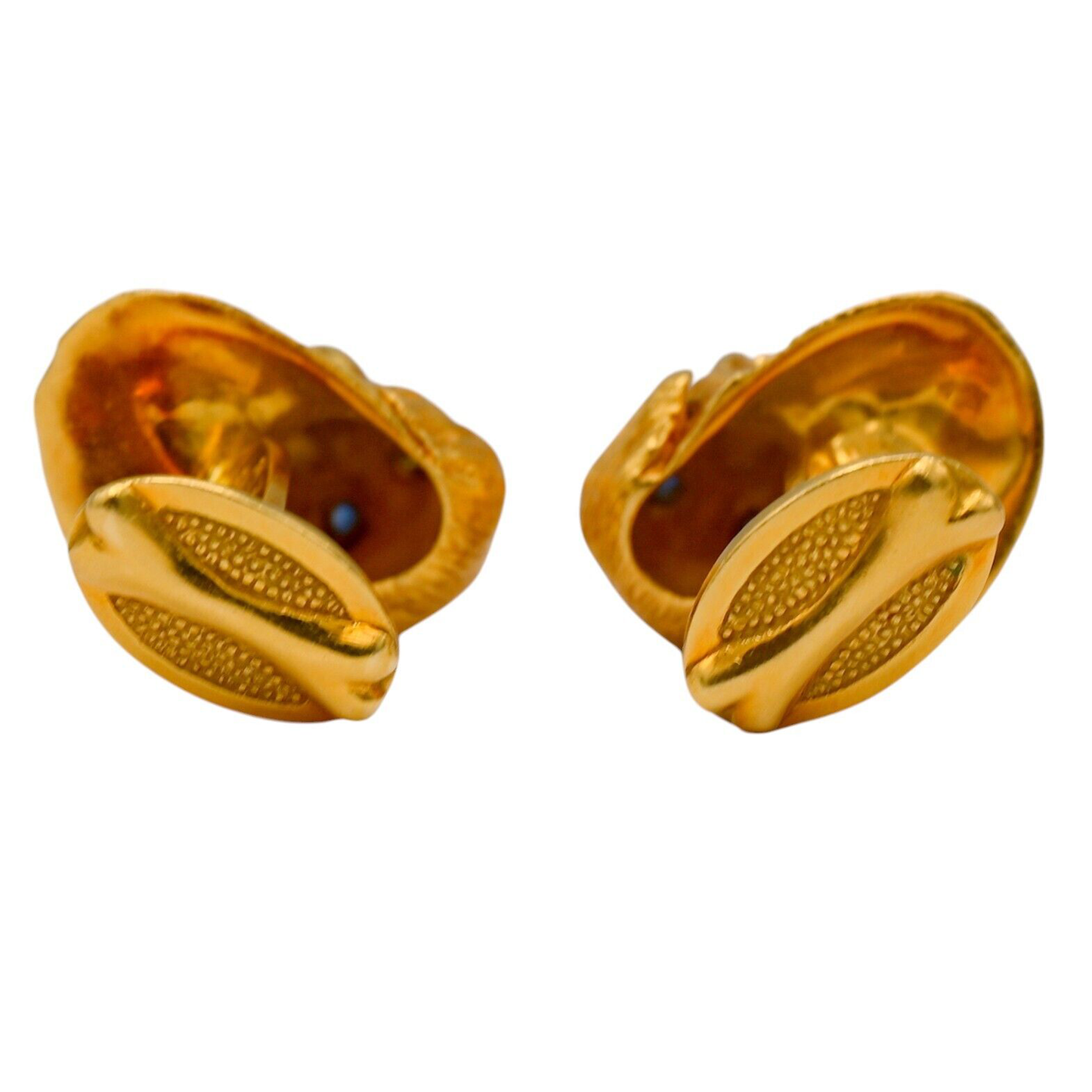 TIFFANY & CO. SAPPHIRE AND GOLD DOG CUFFLINKS