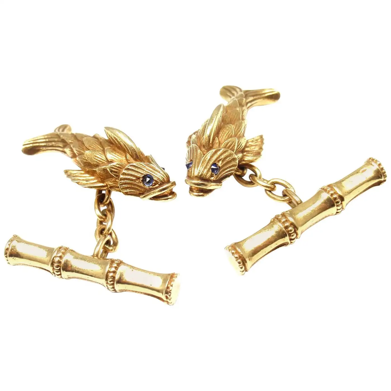 Tiffany 18kt Yellow Gold Fish Cufflinks