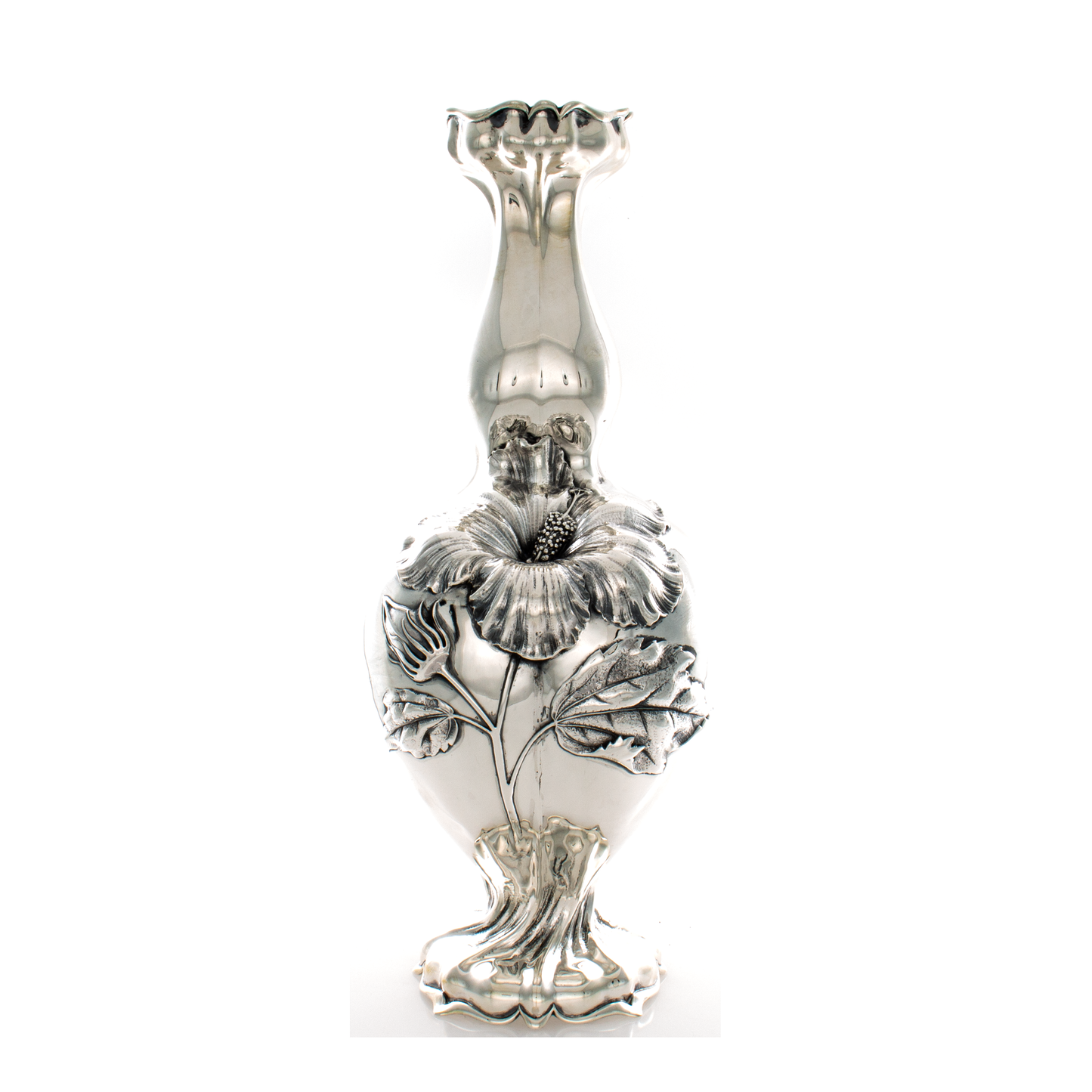 Whiting Sterling Silver Art Nouveau Hibiscus Vase