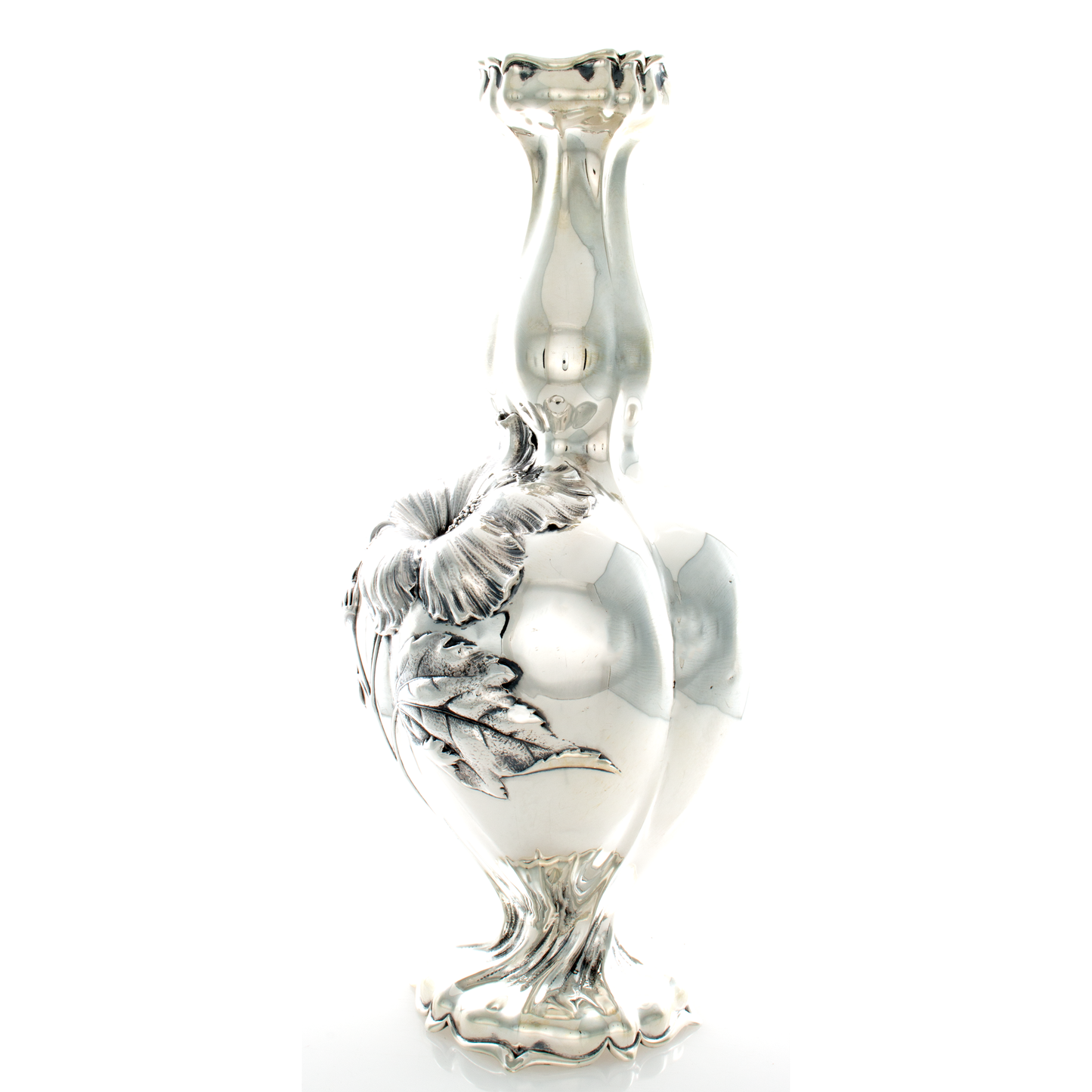 Whiting Sterling Silver Art Nouveau Hibiscus Vase