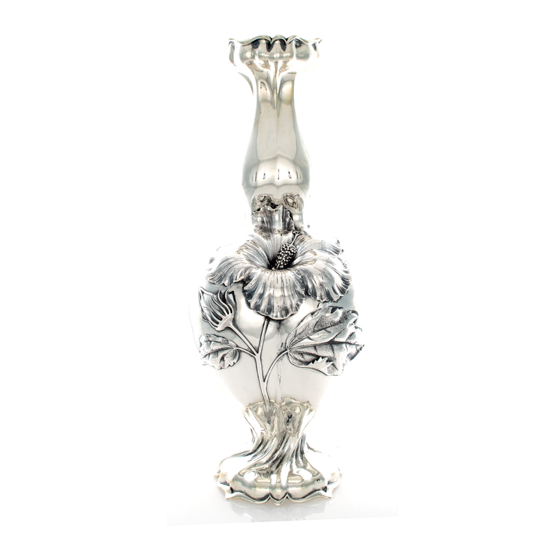 Whiting Sterling Silver Art Nouveau Hibiscus Vase