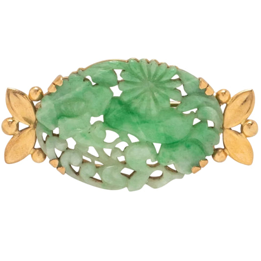Tiffany Carved Jade Brooch