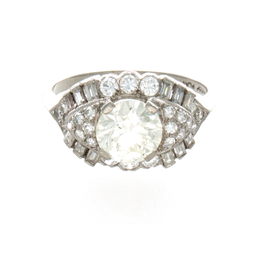 PLATINUM 1.28CT CENTER DIAMOND WEDDING RING