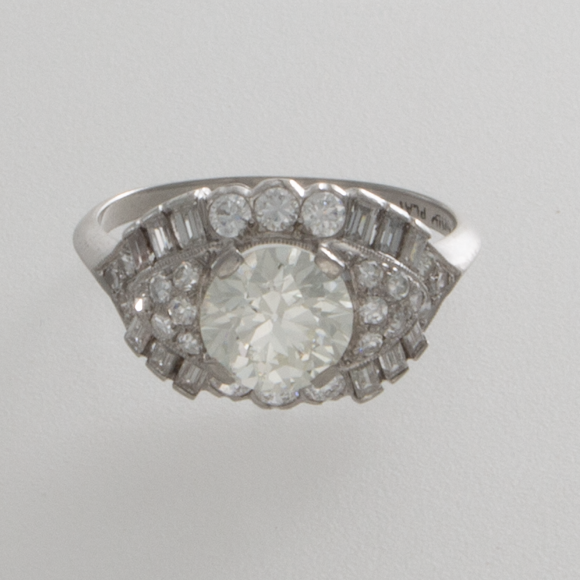 PLATINUM 1.28CT CENTER DIAMOND WEDDING RING