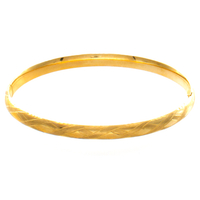 14kt Yellow Gold Smooth & Satin Criss Cross Bangle Bracelet