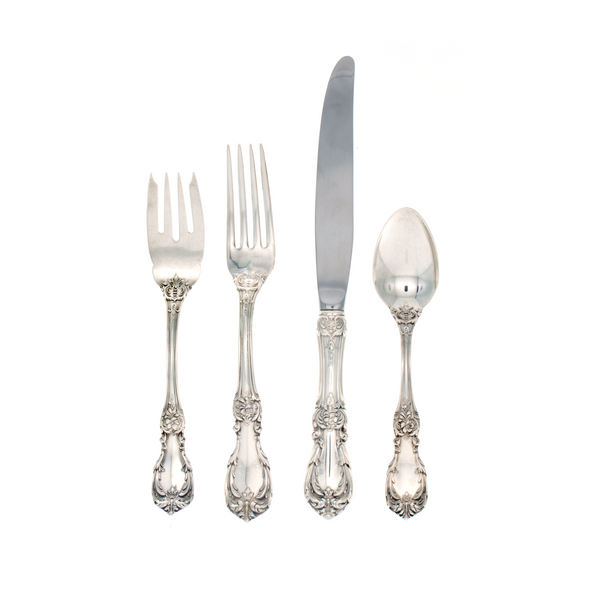 Burgundy Sterling Silver 4 Piece Place Size Setting with Modern Blade Knife