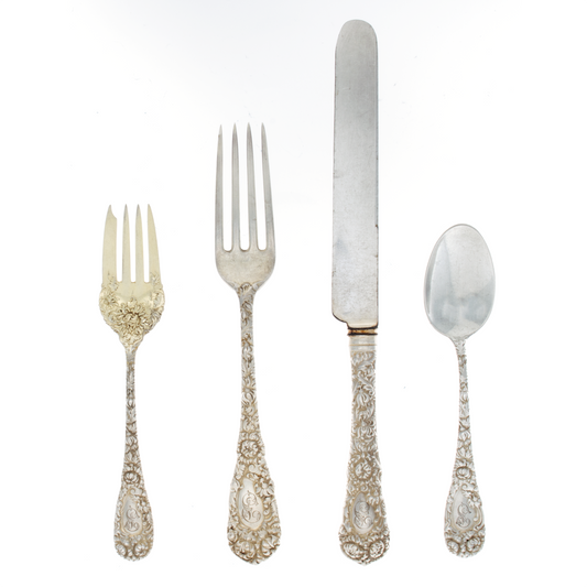 Durgin Chrysanthemum Sterling Silver 4 Piece Dinner Setting