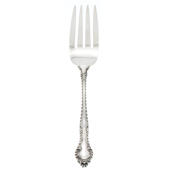 English Gadroon Sterling Silver Large Serving Fork