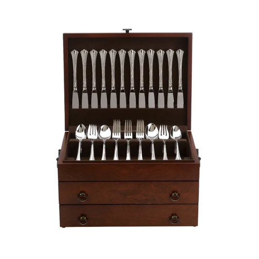 Bristol Grande Mahogany Brown Sterling Silver Flatware Chest