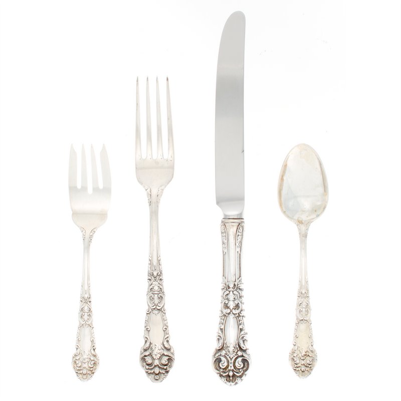 French Renaissance Sterling Silver 4 Piece Dinner Setting