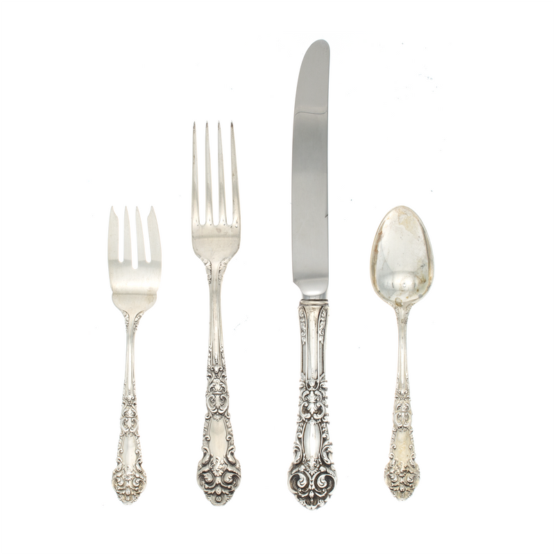 French Renaissance Sterling Silver 4 Piece Place Size Setting French Blade