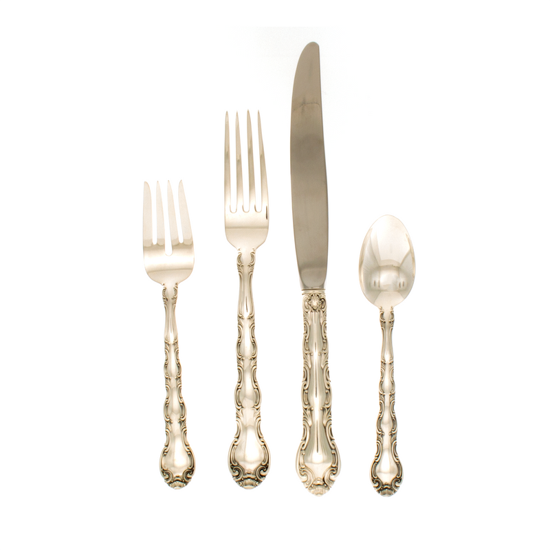 French Scroll Sterling Silver 4 Piece Place Setting