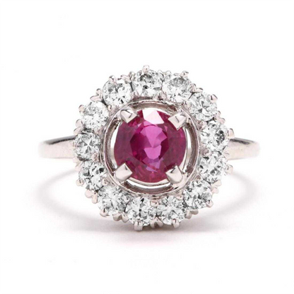 GIA Certified Platinum, 1.46ct Burmese Ruby, and 0.78ct Diamond Ring