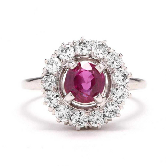 GIA Certified Platinum, 1.46ct Burmese Ruby, and 0.78ct Diamond Ring