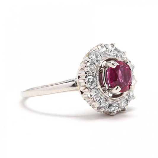GIA Certified Platinum, 1.46ct Burmese Ruby, and 0.78ct Diamond Ring