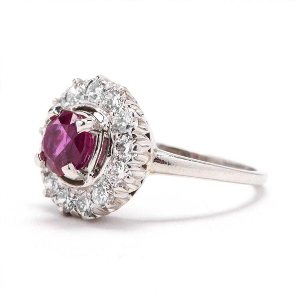 GIA Certified Platinum, 1.46ct Burmese Ruby, and 0.78ct Diamond Ring