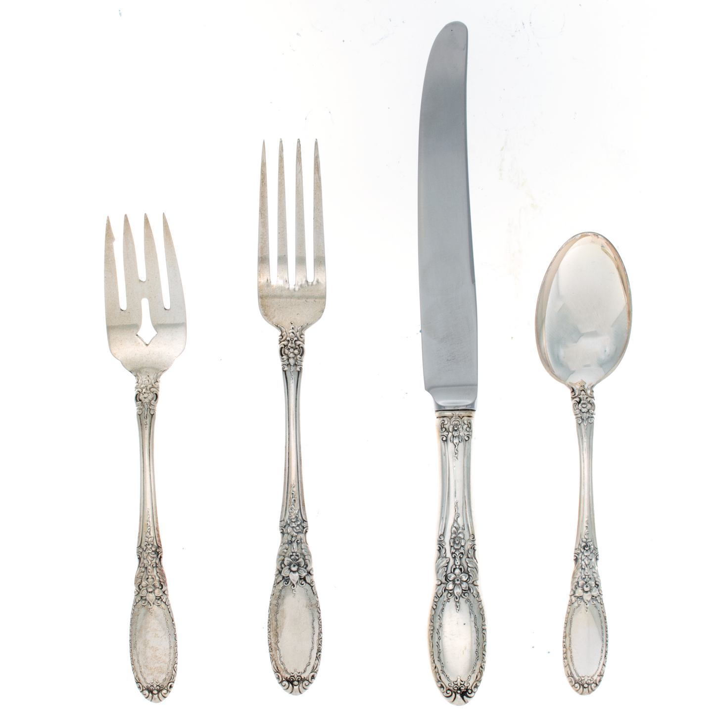 Old Mirror Sterling Silver 4 Piece Dinner Setting