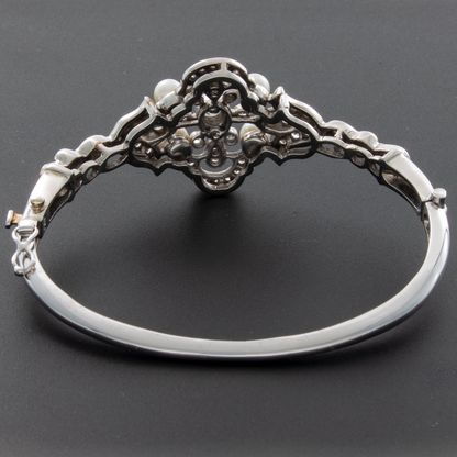 Palladium 2.05ct Diamond Pearl Bracelet