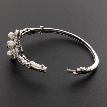 Palladium 2.05ct Diamond Pearl Bracelet