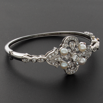 Palladium 2.05ct Diamond Pearl Bracelet