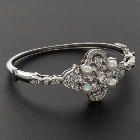 Palladium 2.05ct Diamond Pearl Bracelet