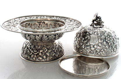 Butter Dish Coin Silver S. Kirk & Son.