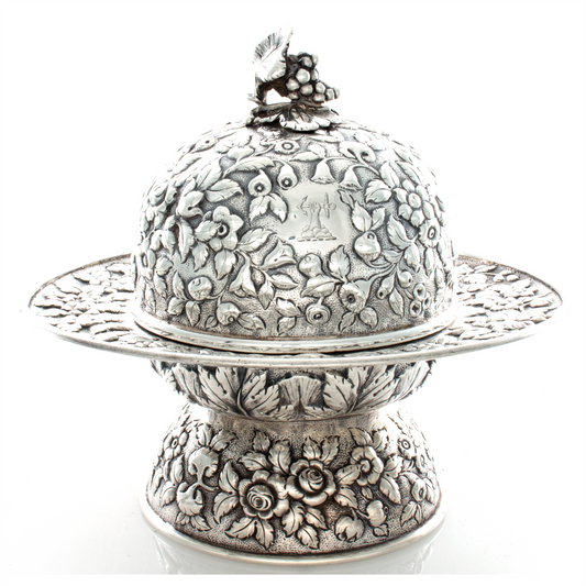 Butter Dish Coin Silver S. Kirk & Son.