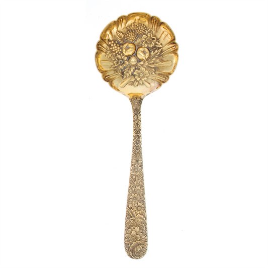 Repousse Sterling Silver Large Berry Spoon Fruit in bowl