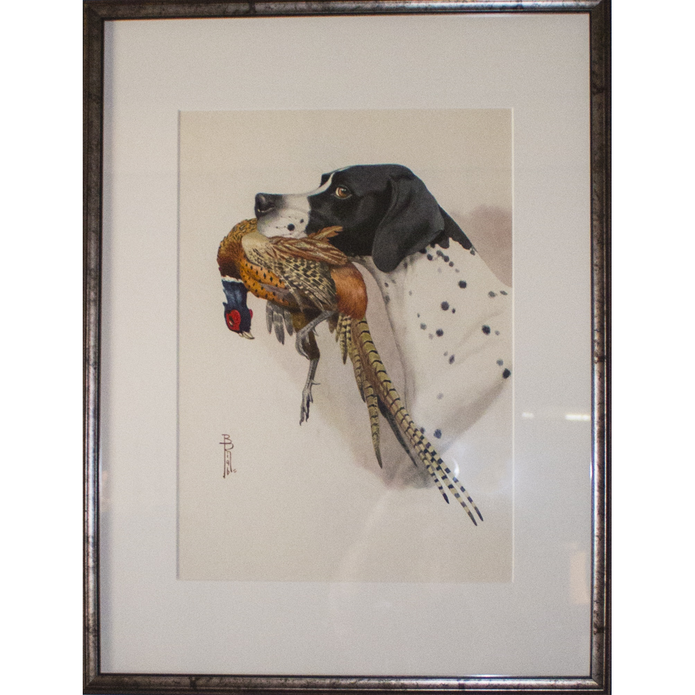 Boris Riabouchinsky (Riab) Watercolor Painting "Pointer"