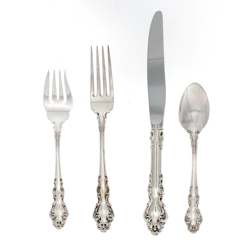 Spanish Baroque Sterling Silver 4 Piece Place Setting